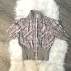 Purple Plaid Crop top jacket